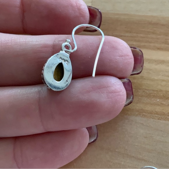 Tigers Eye Solid 925 Sterling Silver Earrings - Picture 3 of 4